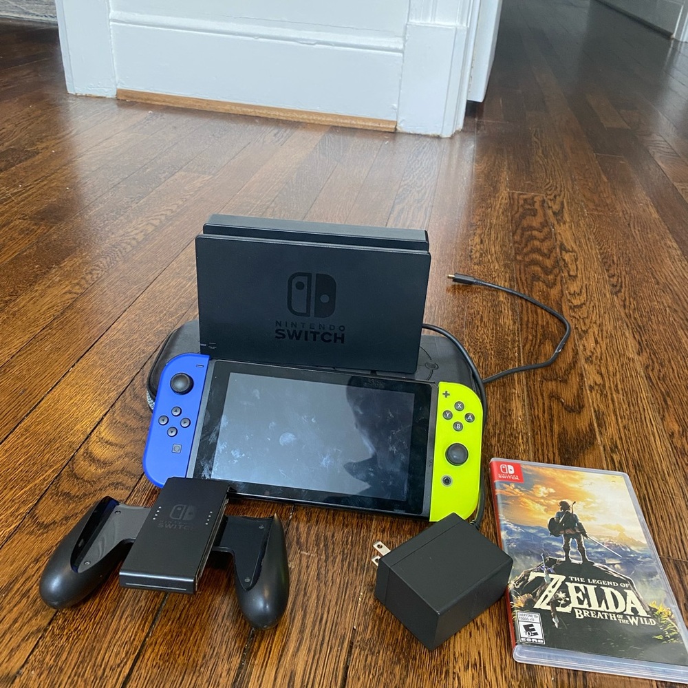 Nintendo Switch Console with Neon Blue and Neon Yellow Joy-Con